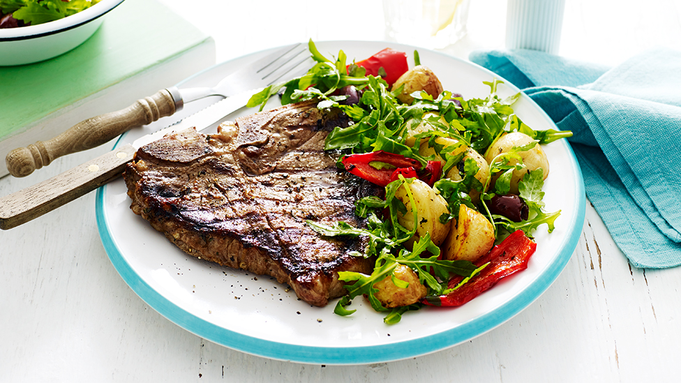 Garlic And Rosemary T Bone Steaks With Warm Potato Salad Recipe Coles