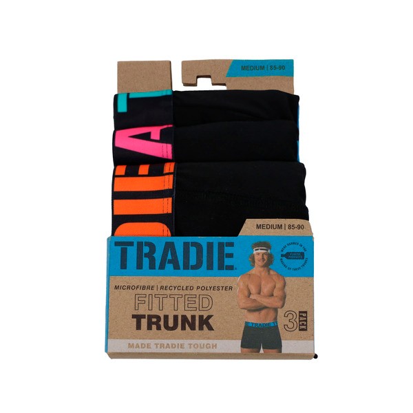 Tradie Men's Fitted Microfibre Trunk 3 Pack - Blue