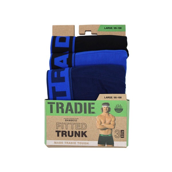 Tradie Men's Fitted Microfibre Trunk 3 Pack - Blue