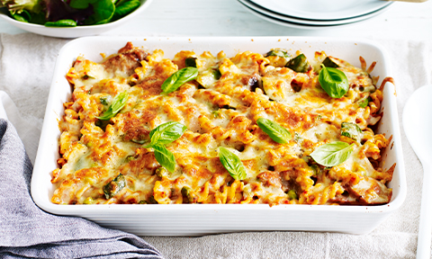 Quick beef and garlic sausage pasta bake recipe | Coles