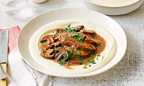 Slow Cooker Beef and Mushrooms with Mash Recipe | Coles